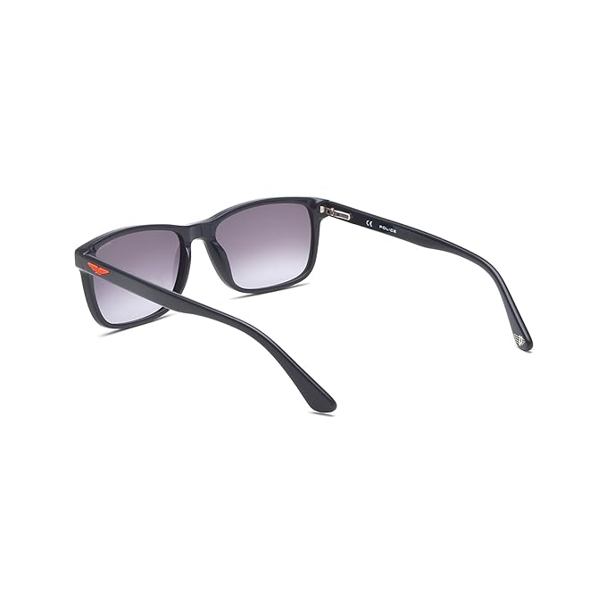 Police Eyewear | Smoke Gradient Lens Rectangular Sunglass | Full Rim | Shiny Blue Frame With 100% U.V. Protection | Men Sunglasses | Medium Size | Spl998K57D82Sg