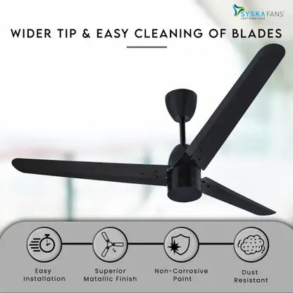 Syska EFFECTA SFR1500-5 Star BLDC Rated BEE Certified Energy Efficient 30 Watt High Speed Fan 1200MM with Remote Control (Black)