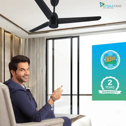 Syska EFFECTA SFR1500-5 Star BLDC Rated BEE Certified Energy Efficient 30 Watt High Speed Fan 1200MM with Remote Control (Black)