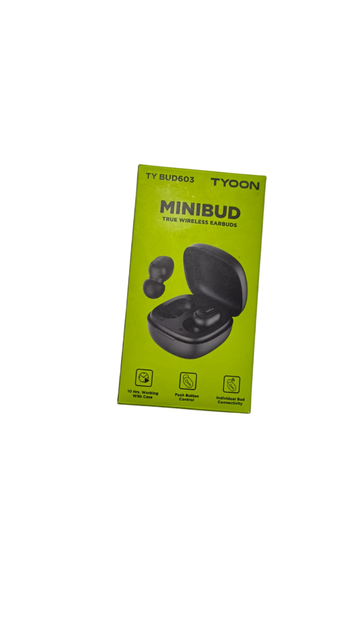 Tyoon TYBUD603 Minibud True Wireless Earbuds, Black