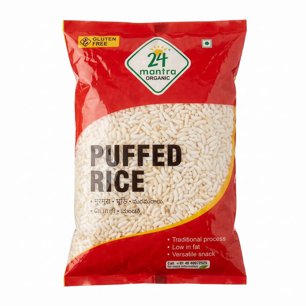 24 Mantra Organic Puffed Rice (Murmura) – Gluten-Free, Low-Fat Snack 200g