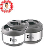 Sanjeev Kapoor by Classic Essentials Stainless Steel Insulated Hot Meal Serving Alpha Pack of 2 Thermoware Casserole (1000 ml)