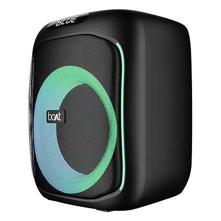 boAt PartyPal 195 Speaker with 50 W Signature Sound, Karaoke with Mic, Up to 6 hrs Playtime, TWS Mode, Bluetooth v5.0, AUX Port, & USB Type-C Port(Midnight Black)
