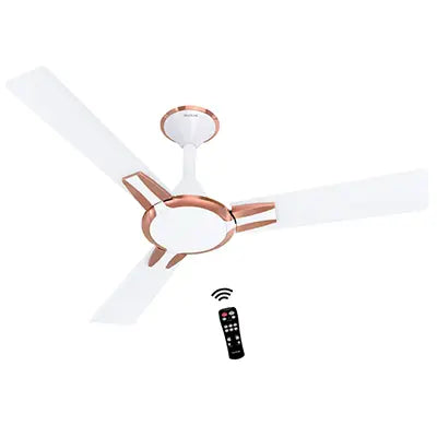 Polycab ELANZA NEO BLDC 1200mm Sweep 3 Aluminium Blades Ceiling Fan Snow White Rose Gold