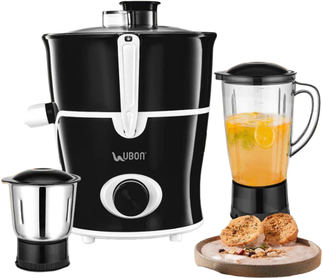 Ubon JMG-1600 550 W Juicer Mixer Grinder (Juicer Mixer Grinder With 2 Multi purpose Jar | 2 Jars | Black)