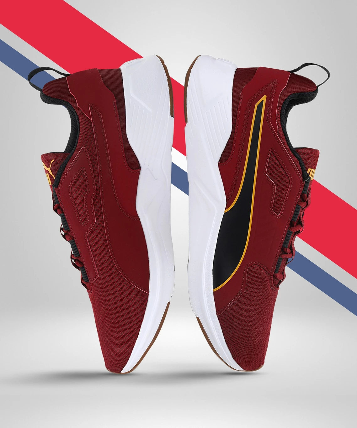 PUMA Training & Gym Shoes For Men (Intense Red-Saffron   , 11)