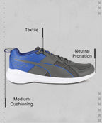PUMA Pacer X Graphicster IDP Running Shoes For Men (Dark shadow-Surf the web- white  , 8 )