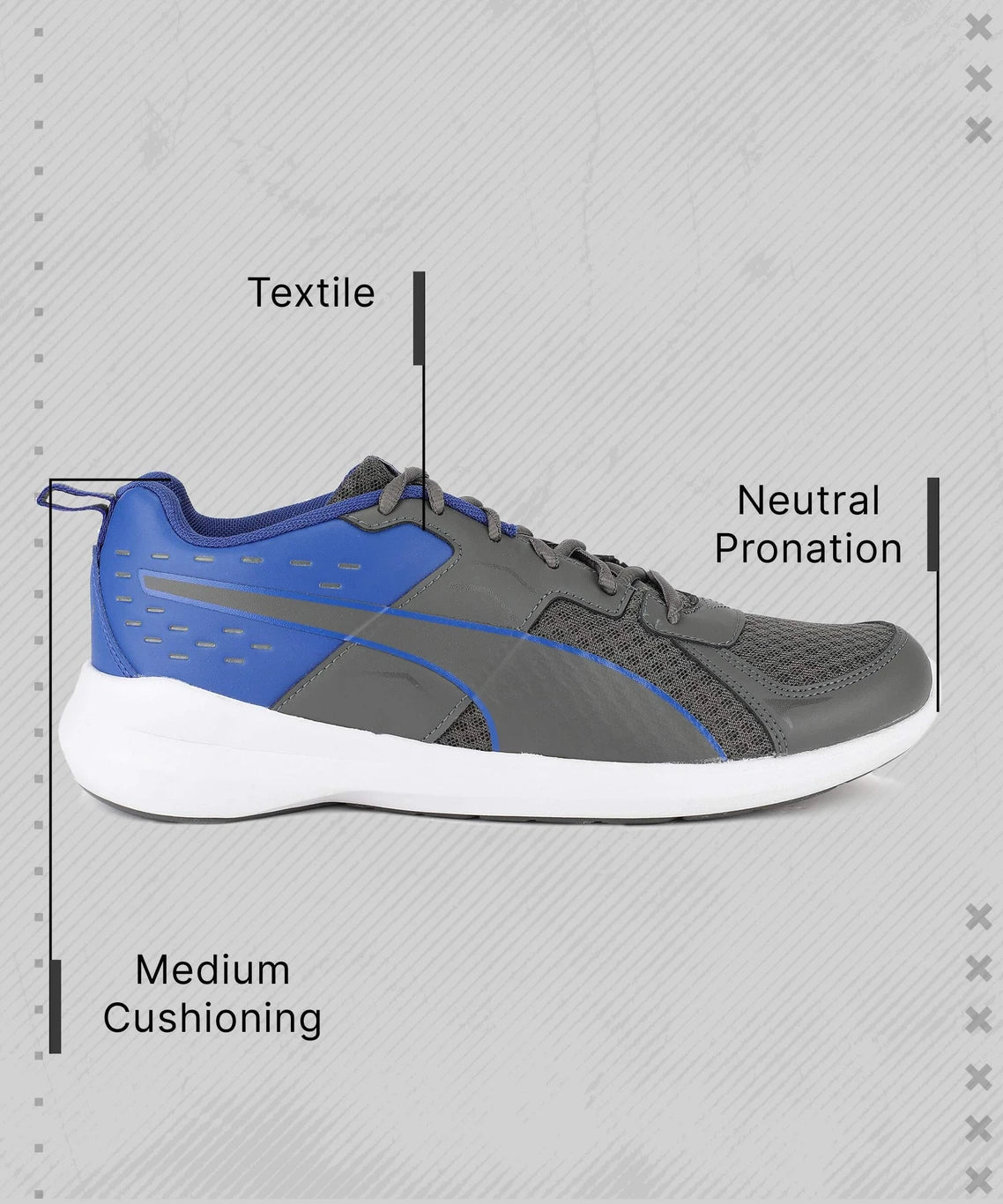 PUMA Pacer X Graphicster IDP Running Shoes For Men (Dark shadow-Surf the web- white  , 8 )