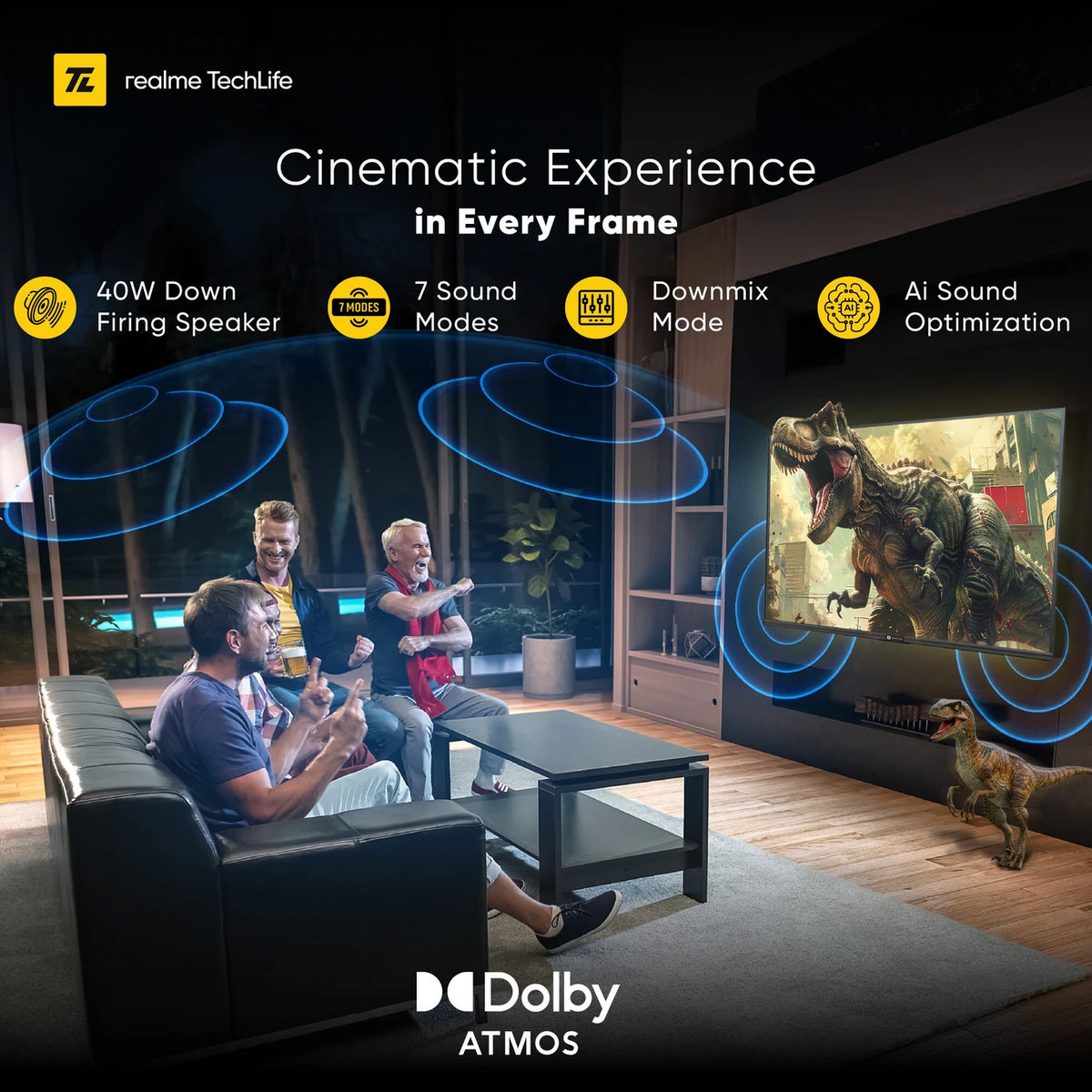 realme TechLife 140 cm (55 inch) QLED Ultra HD (4K) Smart Google TV with 5.0 with Dolby Atmos, and 40 W downfiring speaker (55UHDGQRVSAQ)