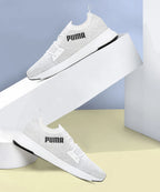 PUMA Flyer Runner Engineered Knit Running Shoes For Men (White , 8 UK )