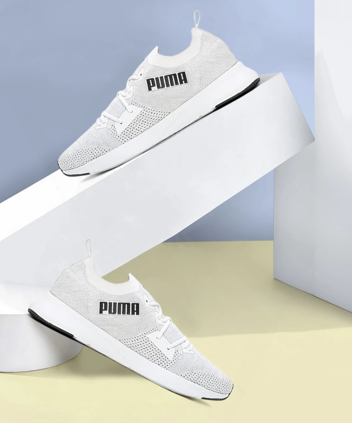 PUMA Flyer Runner Engineered Knit Running Shoes For Men (White , 8 UK )