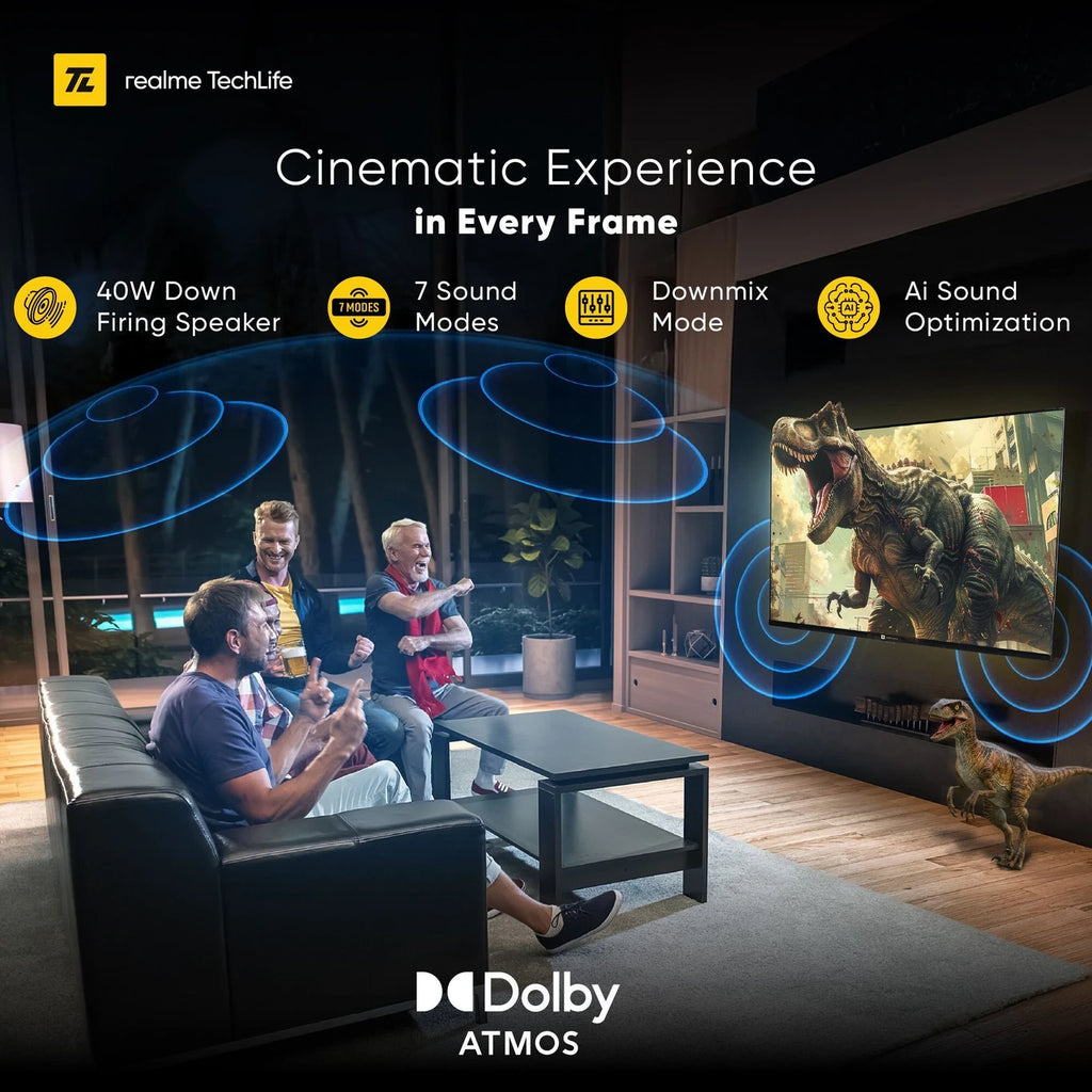 realme TechLife 109 cm (43 inch) QLED Ultra HD (4K) Smart Google TV with 5.0 with Dolby Atmos, and 40 W downfiring speaker (43UHDGQRVSAQ)