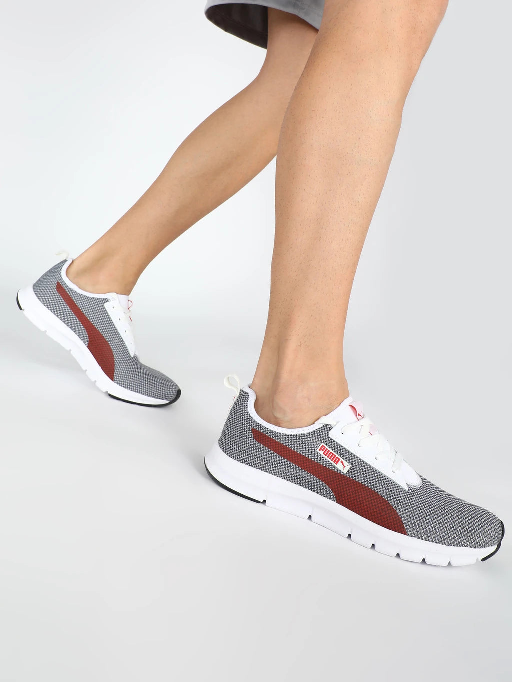Puma Reflex Sneakers For Men ( White-Nimbus Cloud-Burnt Red  , 7 )