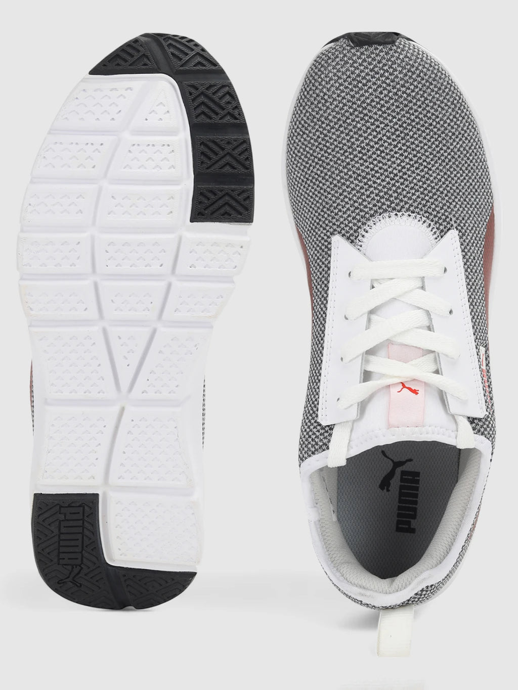 Puma Reflex Sneakers For Men ( White-Nimbus Cloud-Burnt Red  , 7 )