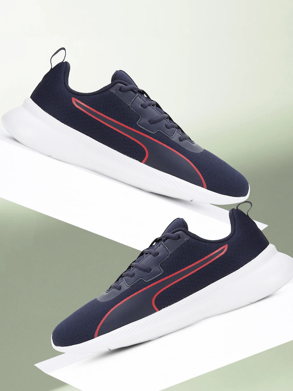 PUMA Walk Max Walking Shoes For Men (Navy-For All Time Red   , 6 UK )