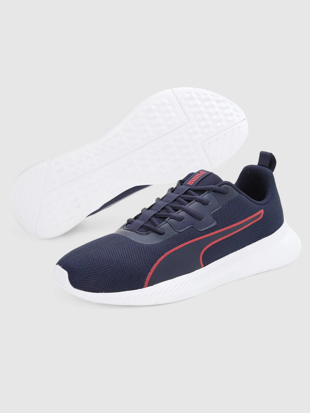 PUMA Walk Max Walking Shoes For Men (Navy-For All Time Red   , 6 UK )