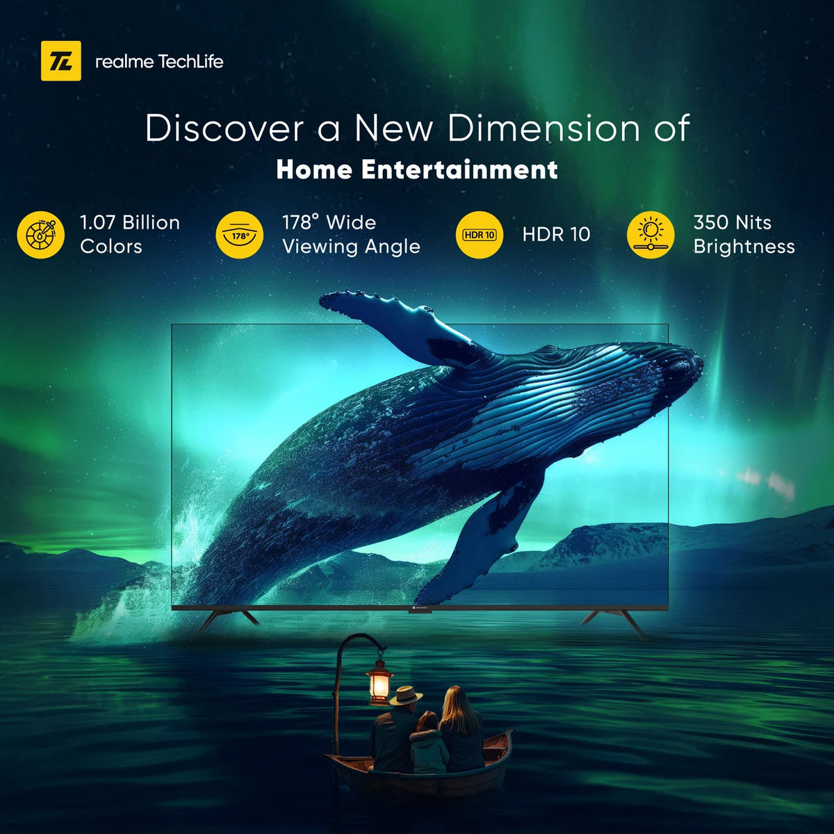 realme TechLife 164 cm (65 inch) QLED Ultra HD (4K) Smart Google TV (65UHDGQRDDVQ)