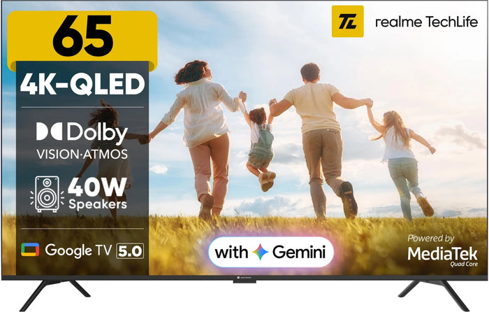 realme TechLife 164 cm (65 inch) QLED Ultra HD (4K) Smart Google TV (65UHDGQRDDVQ)