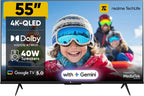 realme TechLife 140 cm (55 inch) QLED Ultra HD (4K) Smart Google TV with 5.0 with Dolby Atmos, and 40 W downfiring speaker (55UHDGQRVSAQ)