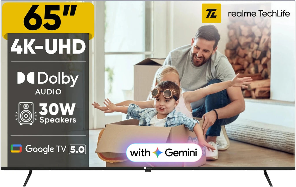 realme TechLife 164 cm (65 inch) Ultra HD (4K) LED Smart Google TV (65UHDGDRDDVB)