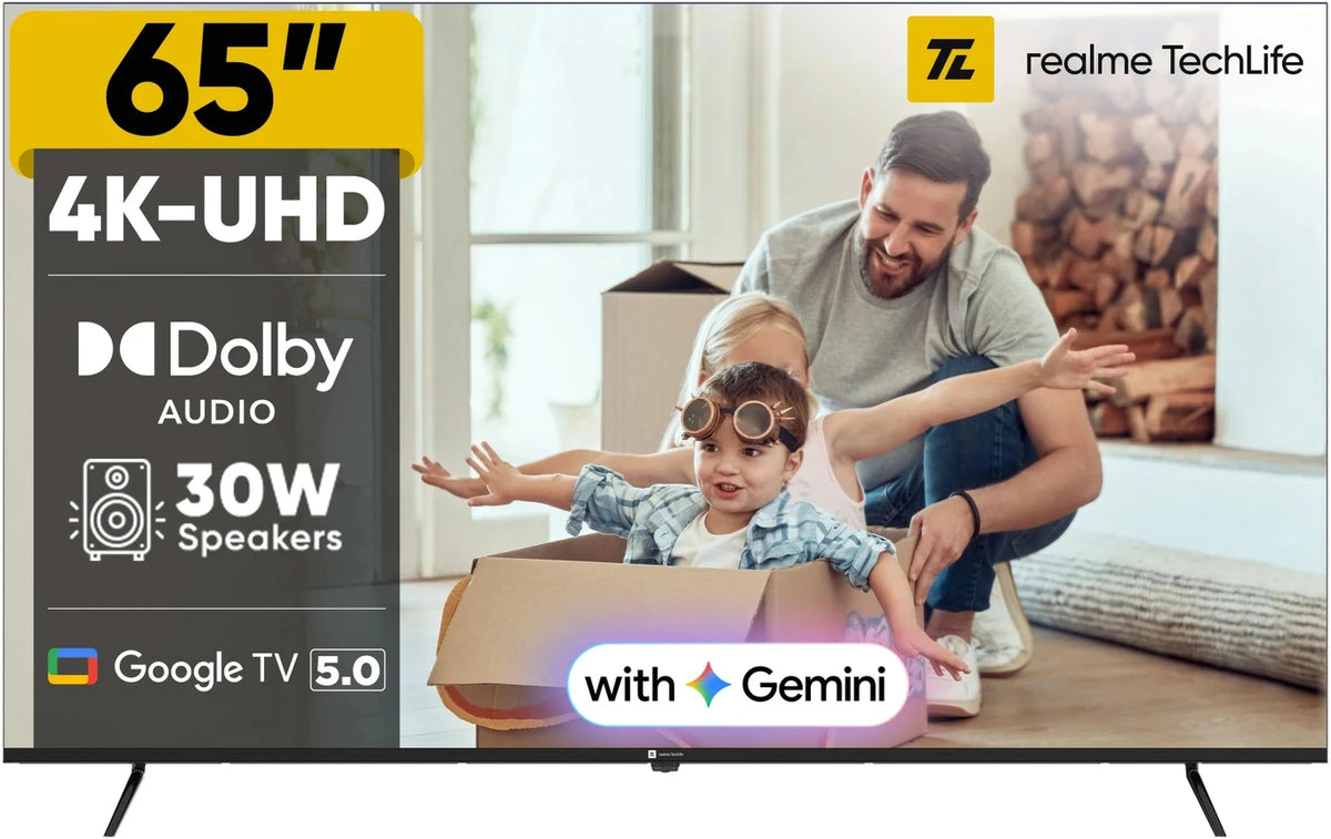 realme TechLife 164 cm (65 inch) Ultra HD (4K) LED Smart Google TV (65UHDGDRDDVB)