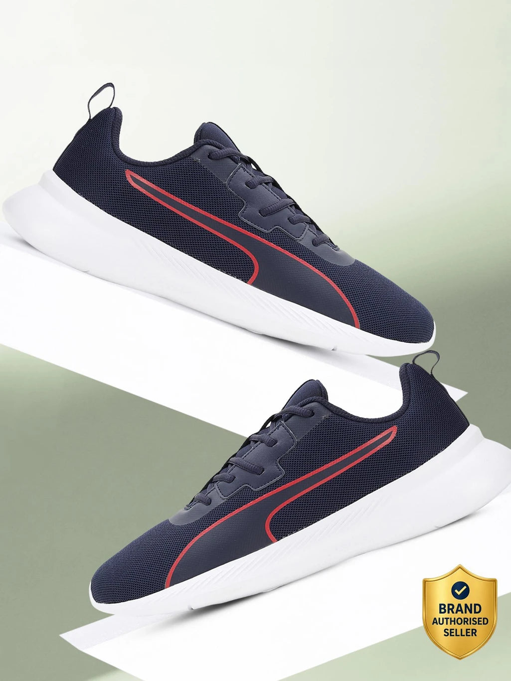 PUMA Walk Max Walking Shoes For Men (Navy-For All Time Red  , 10 )